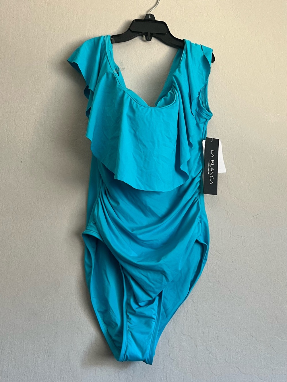 La Blanca Turquoise Ruffle One-Piece Swimsuit